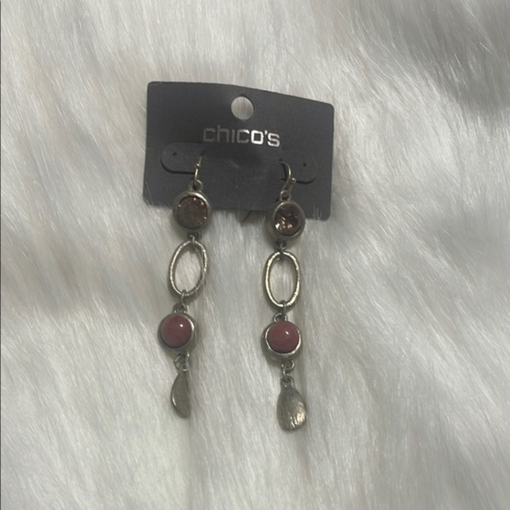 Chico's Silver and Pink Dangle Earrings